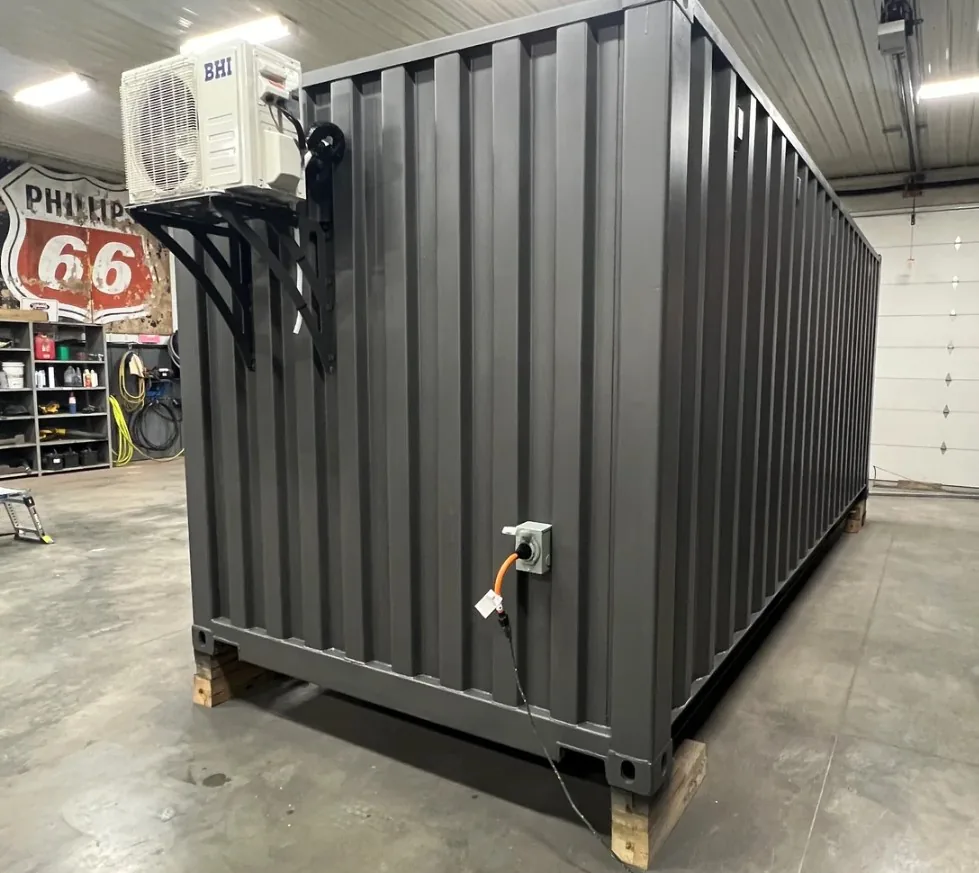 20ft modified office container mini-split heat pump and electrical hookup